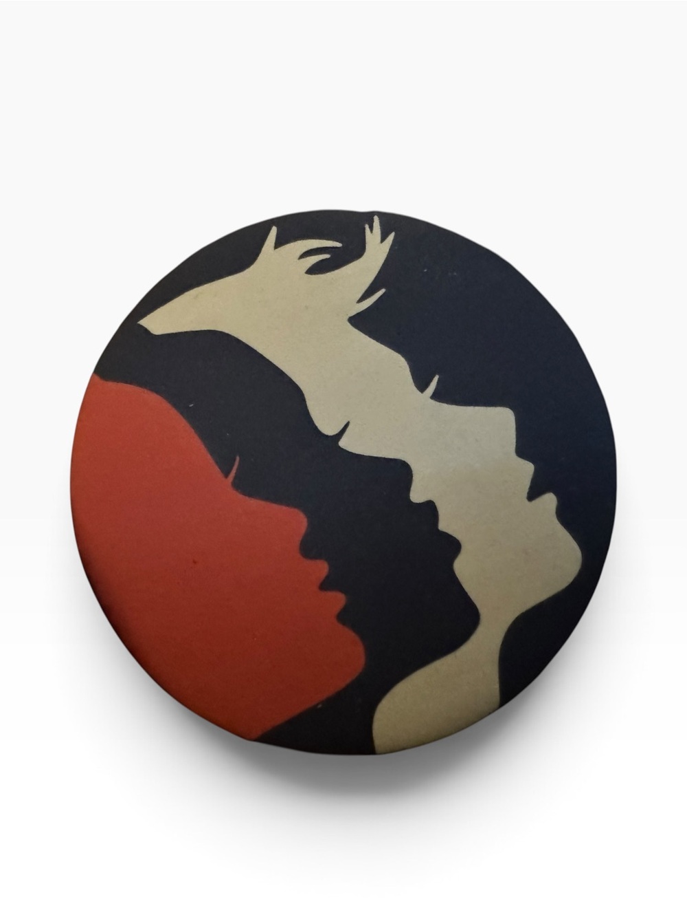 Set of 2 Abstract Face Profile Art Pins Red Black Gold